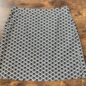 Ann Taylor Factory Navy and White Patterned A-Line Skirt